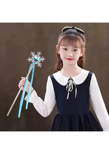 Kar Taneli Kalp Taşlı Saten Kurdeleli Karlar Ülkesi Elsa Asası Sopası 34 cm modelleri