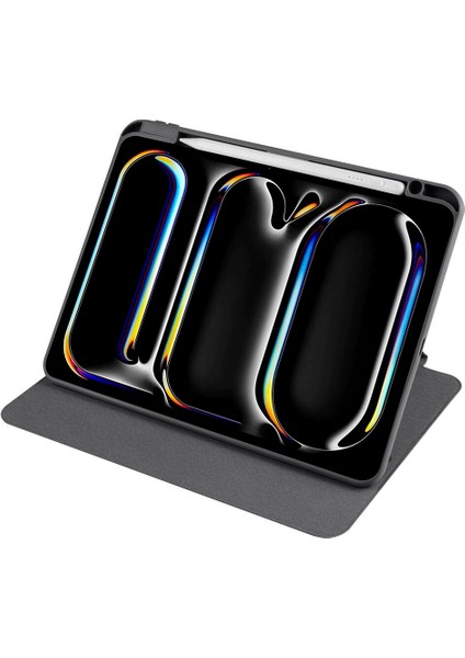 iPad Pro 11 2025 M5 Kılıf Termik Kalem Bölmeli Dönebilen Standlı Kılıf - Lila