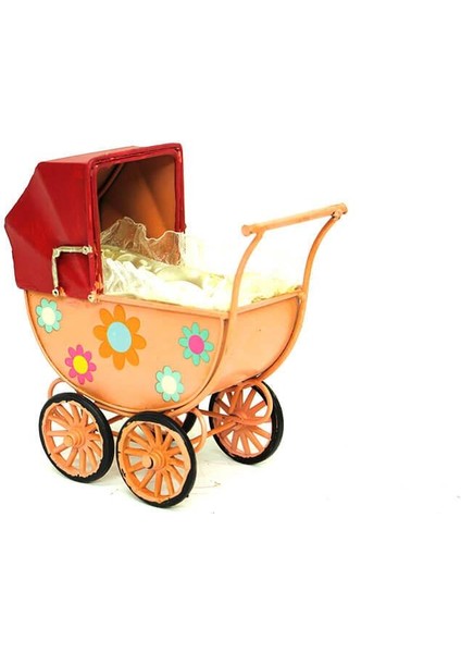 Dekoratif Metal Bebek Arabası Biblo Vintage Hediyelik