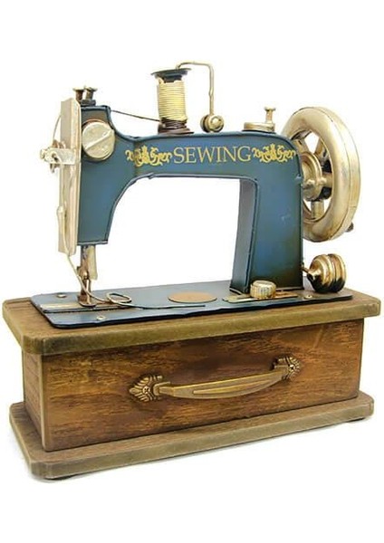 Dekoratif Metal Dikiş Makinesi Kutulu Biblo Hediyelik