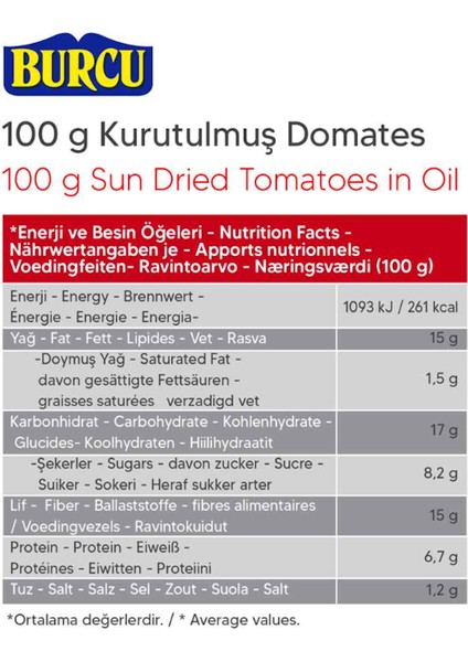 Güneşte Kurutulmuş Domates 100 gr fiyatları