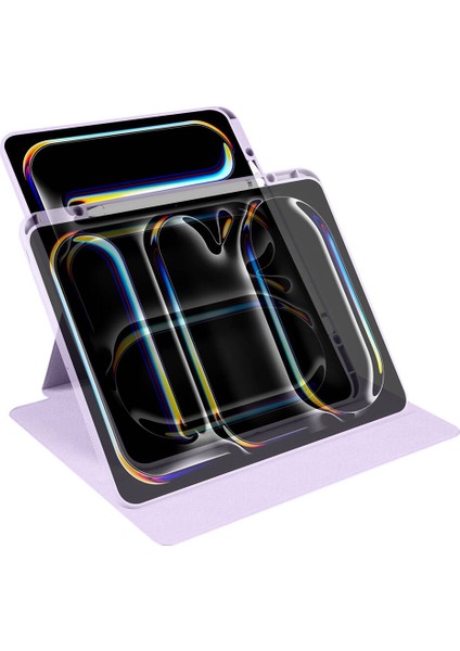 iPad Pro 13 2025 M5 Kılıf Termik Kalem Bölmeli Dönebilen Standlı Kılıf - Koyu Yeşil