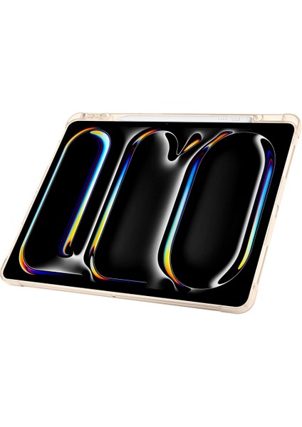 iPad Pro 13 2025 M5 Kılıf Tri Folding Kalem Bölmeli Standlı Kılıf - Rose Gold