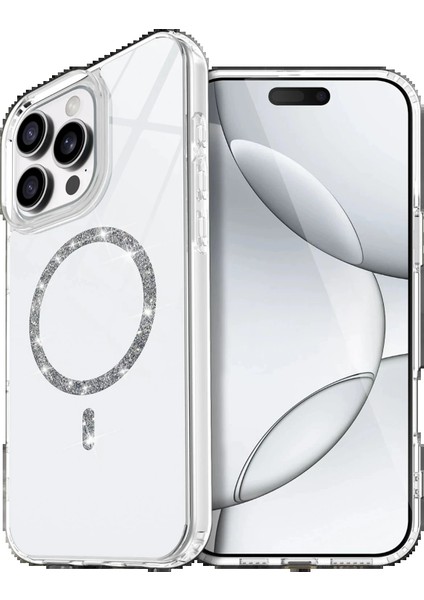 Apple iPhone 14 Pro Max Live Diamond Magsafe Kapak - Şeffaf