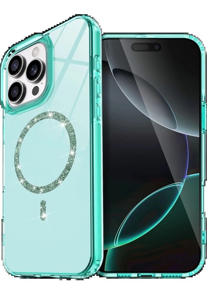 Apple iPhone 15 Pro Max Live Diamond Magsafe Kapak - Yeşil