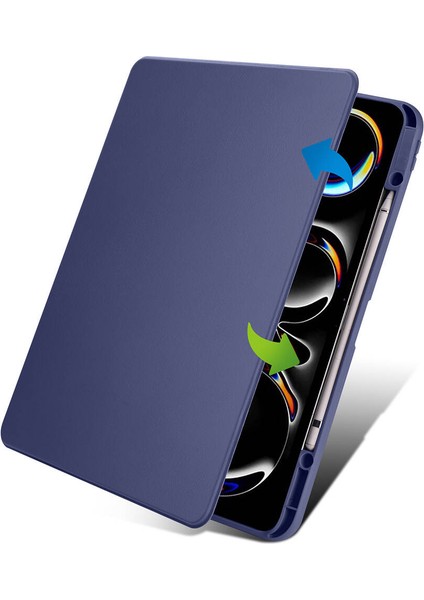 iPad Pro 13 2025 M5 Kılıf Termik Kalem Bölmeli Dönebilen Standlı Kılıf - Lila indirimleri