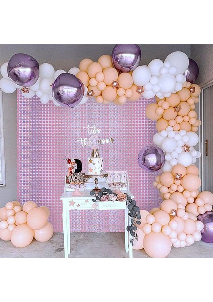 Ekstra Metalize Rose Renk Disko Dikdörtgen Kesim Kapı Perdesi Dekorasyon 1x2 Metre modelleri