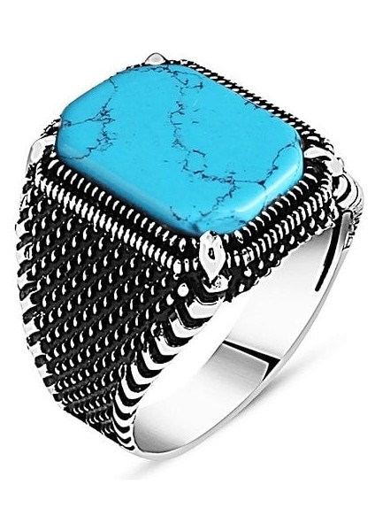 Firuze Taşlı Pençe Model 925 Ayar Erkek Gümüş Yüzük fiyatları