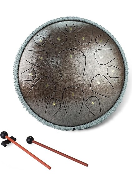 Inç Çelik El Davulu, 15 Nota D Taşu Handpan Davulu, Mezikikal Ölçekli Veya Meditason Eklencsi ile Karbon Çelik Tank (13 Inç)