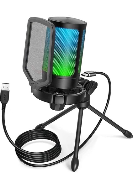 Pc Oyun Mikrofonu, USB Mikrofon, Yayın Podcast Stüdyosu Için, Mikrofon Standı ve Sessize Alma Tuşlu, Ps4 Ps5 Mac Için