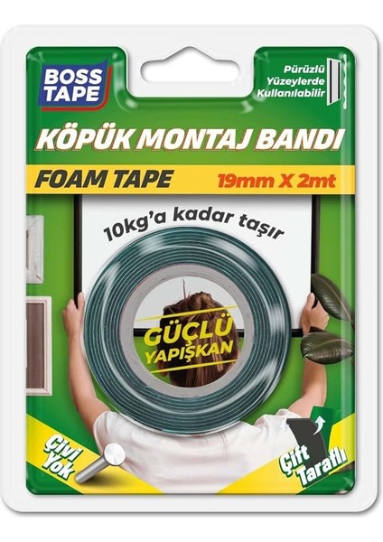 Tape 10 kg Köpük Montaj Aksesuar Yapıştırma Bandı 19MMX2MT