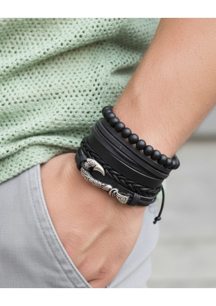 5'li Erkek Bileklik Denizci Kanca Tasarım Hakiki Deri Bileklik fiyatları