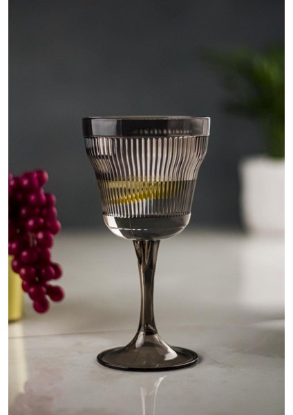 Akrilik Füme Tekli Kadeh & Su Meşrubat Kahve Yanı Bardağı 300 ml ( Cam Değildir )