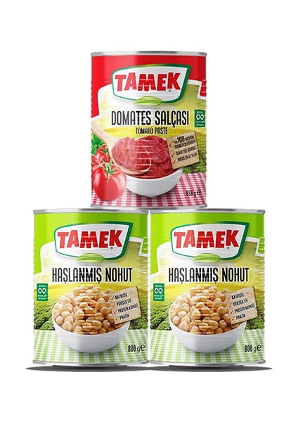 Haşlanmış Nohut (800 Gr) 2 Adet ve Domates Salçası (830 Gr) 1 Adet