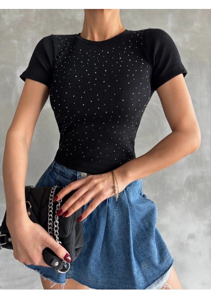 Drnds Taş Baskılı Kaş Korse Bluz Siyah (Beden: Standart) modelleri