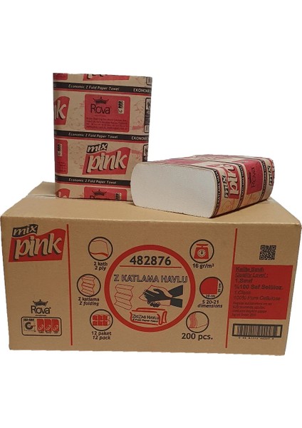 Mixpink Z Katlama Havlu Peçete (200’LÜ) 12 Adet