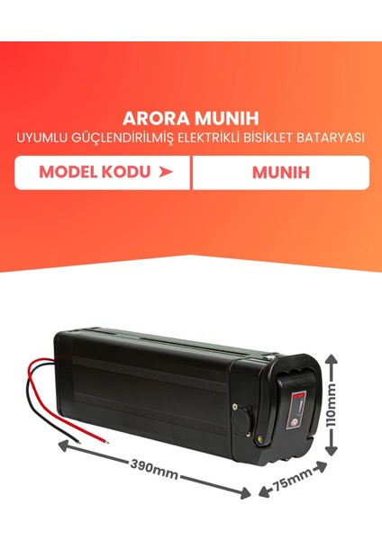 Arora Munıh Uyumlu 36V 20AH (Yüksek Kapasite) Güçlendirilmiş Elektrikli Bisiklet Bataryası fiyatları