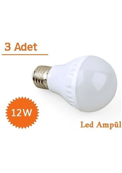 12W Enerji Tasarruflu LED Ampul ( 3 Adet )
