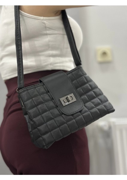 Drnds Kapaklı Kapitone Siyah Cilt Çanta (Beden: Standart)