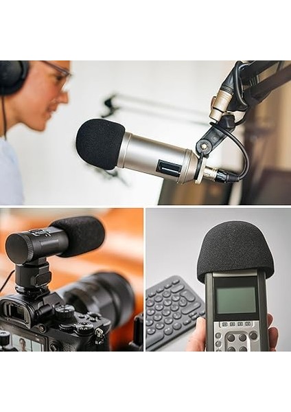 2 Adet Mikrofon Rüzgar Koruması, Siyah Sünger Mikrofon Kapağı, Evrensel, Kalınlaştırılmış, Yıkanabilir Rüzgar Koruması, El Mikrofonu Için, Toz Geçirmez ve Antibakteriyel Mikrofon Köpük Kılıfı, fırsatları