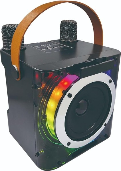 2 Kablosuz Mikrofonlu Karaoke Makinesi Bt Mikrofon ve Hoparlör Rgb Işık Efektli Ktv Seti El Mikrofonu Hafif Taşınabilir Karaoke Sistemi Doğum Günü Ev Partisi Dış Mekan Leri