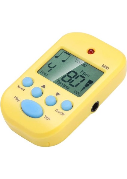 Meideal Mini Dijital Metronom Musluk Işlevi Müzik Meraklıları Için Tempo Göstergesi Siyah (Yellow)