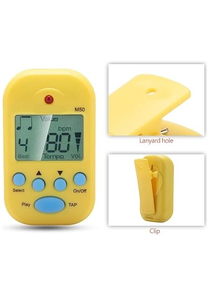 Meideal Mini Dijital Metronom Musluk Işlevi Müzik Meraklıları Için Tempo Göstergesi Siyah (Yellow) modelleri