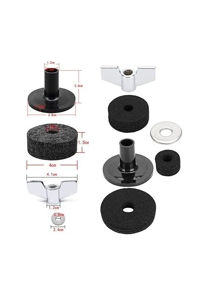 18 Adet Davul Keçe Ped Aksesuar Seti, Zil Keçe Kiti Siyah Kaymaz Zil Kiti Yüksek Şapka Debriyaj Fincan Keçe fiyatları