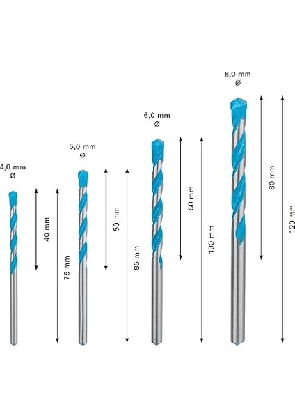 4 x Expert Cyl-9 Multiconstruction Matkap Seti (Beton, Yumuşak Fayans, Ø 4-8 Mm, Profesyonel Aksesuar, Darbeli Matkap/tornavida, Matkap/tornavida) modelleri