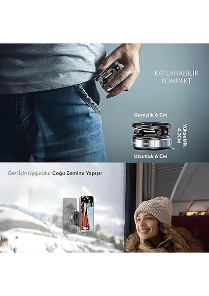 Araç Içi ve Masaüstü 360 Derece Dönebilen Vakum Özellikli Magnetik Telefon Tutucu fırsatları