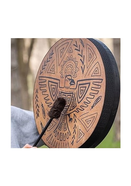 Şaman Davul, 10 Inç Şaman Kuş Desenli El Yapımı Şaman Davul Davul Sopa, Manevi Enstrüman, Zarif Görünüm, Sibirya Davul Ruhu Müzik Sembolü modelleri
