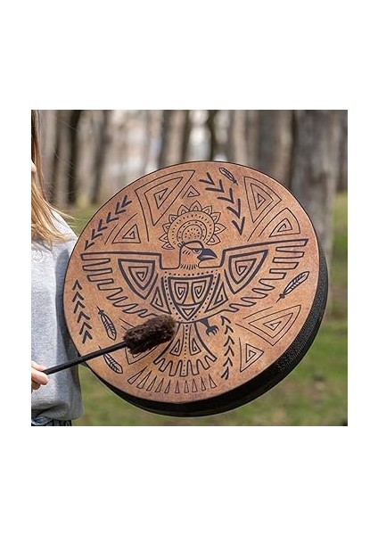 Şaman Davul, 10 Inç Şaman Kuş Desenli El Yapımı Şaman Davul Davul Sopa, Manevi Enstrüman, Zarif Görünüm, Sibirya Davul Ruhu Müzik Sembolü fırsatları
