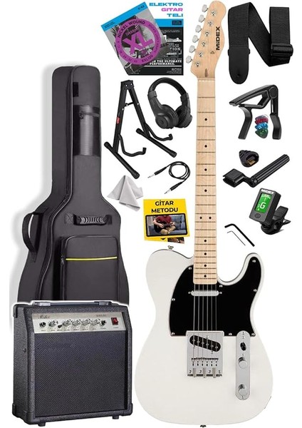 TLX-50CR-30AMP Tele Kasa Maple Klavye 2 Single-Coil 30W Amfili Elektro Gitar