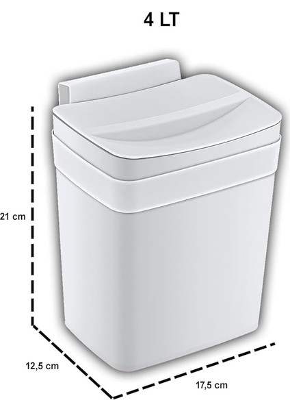 Soft Askılı Çöp Kutusu Beyaz 4 Lt - Beyaz, Çok Amaçlı Askılı Çöp Kutusu, Dolap Kapağı Askılı, Mutfak ve Banyo Için modelleri