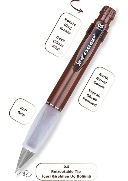 Deep Klm & Grıp & Sılgı Yedeklı Set 05MM Kahverengı modelleri