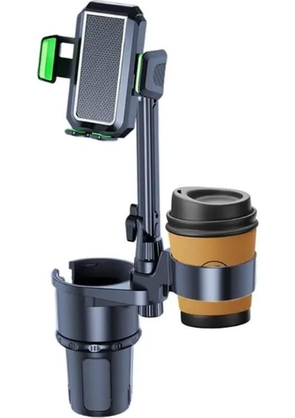 Araç Içi Telefon Tutucu ve Çift Bardak Tutuculu Büyük Boy 40 cm Yükseklik Kullanımı Kolay ve Pratik Fonksiyonel Telefon Tutucu SB-3066S