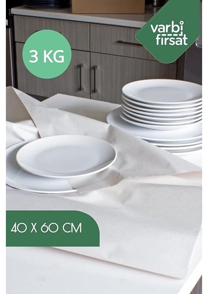 Varbifırsat 40X60 Tabak - Bardak Sarma Taşıma Taşınma Paketleme Kağıdı 3kg (Takribi 250 Adet) fiyatları