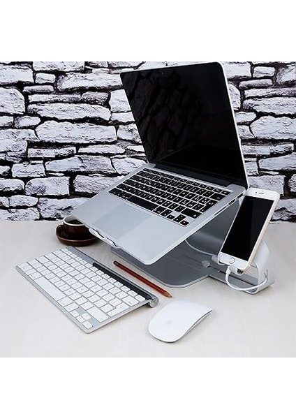 Alüminyum Laptop Standı & Telefon Tutucu – 10”-17” Dizüstü Bilgisayar Uyumlu, Kaymaz Ayaklı Ergonomik Yükseklikli MacBook Standı, Masaüstü Soğutucu Destekli Gri indirimleri