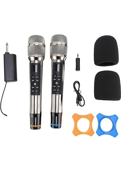 Mikrofonlar, Şarj Edilebilir Alıcıya Sahip Metal Elle Taşınan Dinamik Mikrofon Sistemi, Yankı Içinde Edilmiş, Karaoke Için Mikrofon, Şarkı Söyleme, Düğün, Dj, Parti, fırsatları