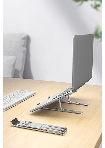 As-70 7 Kademeli Alüminyum Taşınabilir Laptop Notebook Tablet Standı Katlanabilir Portatif Macbook Metal Stant 10 Inç-16 Inç Uyumlu fırsatları
