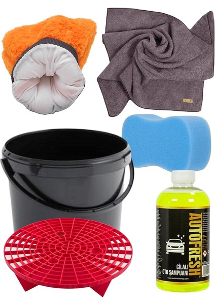 Oto Dış Yıkama Seti Araç Yıkama Kovalı ve Kum Çakıl Filtreli Grid Guard Set