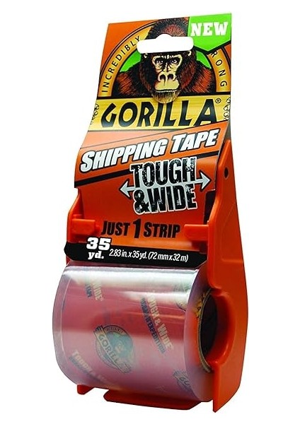 Taşıma ve Depolama Için Dağıtıcılı Sert ve Geniş Ambalaj Bandı, 7,2 cm x 35 Yd, Şeffaf, (1'li Paket)