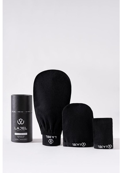 Siyah 3'lü Kese Seti, Peeling Eldiveni, Yüz KESESI%100 Floş Ipek Normal,orta,hassas Ciltler