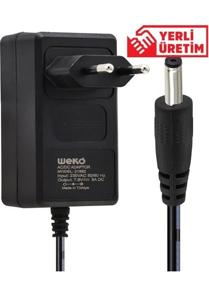 Weko 7.8 Volt - 3 Amper 3.5*1.35 Uçlu Plastik Yazar Kasa Adaptörü