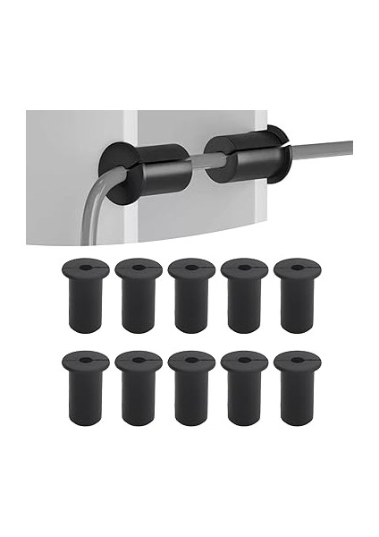 Kablo Yönetimi, 10 Adet Serisi Için Kablo Yönlendirme Kiti Kablo 0.75 Inç Çaplı Kablo Yönetimi Kutusu Silikon Kablo Beslenmesi Çizgiler Duvarı (Black) indirimleri