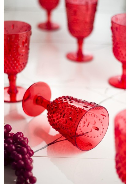 Akrilik Kırmızı Tekli Kadeh & Su Meşrubat Kahve Yanı Bardağı 450 ml ( Cam Değildir ) modelleri