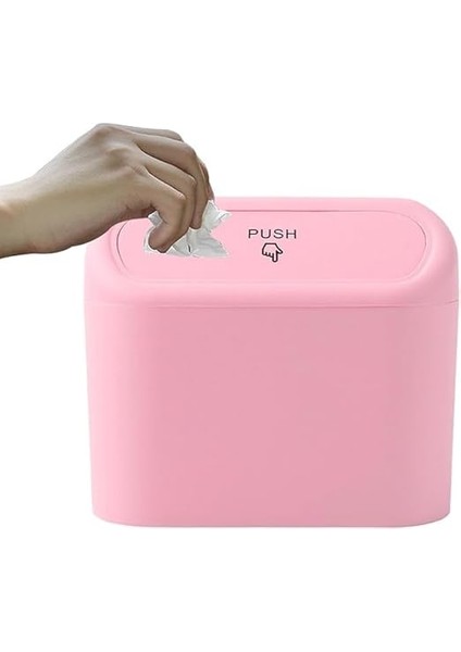 Aksesuar Araba Çöp Kutusu Portatif Araç Içi Taşınabilir Kapaklı Organizer Çöp Kovası (Pembe)