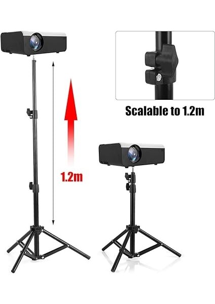 Projektör Tripodu, 6 mm Üniversal Alaşım Zemin Tripodu Katlanabilir Ağır Yük Tripod Ayağı, 1,2 M Yüksekliğe Kadar Projektör Için Ayarlanabilir 6 mm Arayüzlü Tüm Makinelere Uyum modelleri