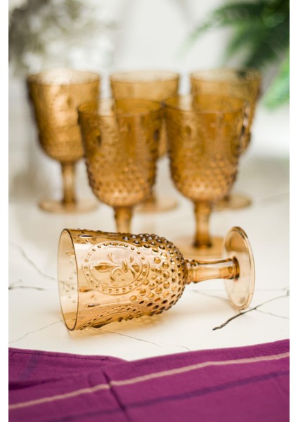 Akrilik Bal 6'lı Kadeh & Su Meşrubat Kahve Yanı Bardağı 450 ml ( Cam Değildir )