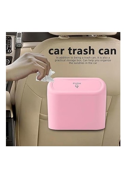 Aksesuar Araba Çöp Kutusu Portatif Araç Içi Taşınabilir Kapaklı Organizer Çöp Kovası (Pembe) modelleri